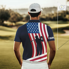 Load image into Gallery viewer, American Flag Mens golf polo shirt custom men's patriotic polo shirts, best golf shirts for men NQS10253