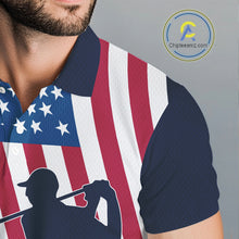 Load image into Gallery viewer, American Flag Mens golf polo shirt custom men's patriotic polo shirts, best golf shirts for men NQS10253