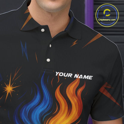 Blue and Yellow Flame Bowling shirts for Men custom bowling team jerseys for mens bowler NQS10262