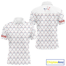 Load image into Gallery viewer, Red, White and Blue golf clubs pattern Men golf polo shirt Custom Patriotic golf outfits for men NQS10198