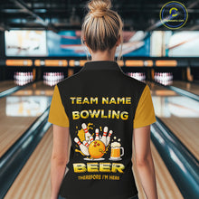Load image into Gallery viewer, Bowling &amp; Beer therefore i'm here custom funny Bowling shirts for Women, Bowling team apparel NQS10274