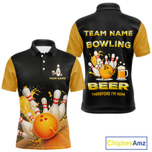 Load image into Gallery viewer, Bowling &amp; Beer therefore i'm here custom funny Bowling shirts for Men, Bowling team apparel NQS10274