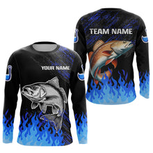Load image into Gallery viewer, Blue fire Redfish fishing Custom performance long sleeve Red Drum fishing tournament shirts for team NQS9743