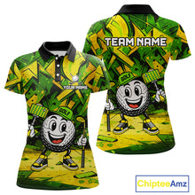 Load image into Gallery viewer, Green and Yellow camo funny golf ball Women golf polo shirts custom team golf outfits for ladies NQS10176