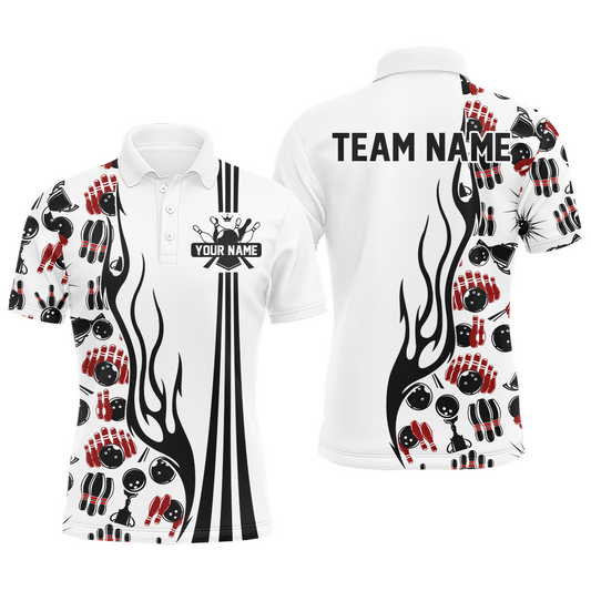 Personalized bowling camo Polo, Quarter Zip shirts for Men, White Bowling Team League Jerseys NQS7733