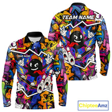 Load image into Gallery viewer, Colorful graffiti pattern Funny Bowling polo, quarter zip shirts for men custom Bowling team jerseys NQS10389