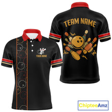 Load image into Gallery viewer, Custom Retro Black Mens Bowling Polo, Quarter Zip shirts, Personalized vintage bowling team jerseys NQS10548