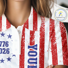 Load image into Gallery viewer, Custom 250 years of freedom American Flag Womens Golf Polo shirts, patriotic team golf jerseys NQS11598