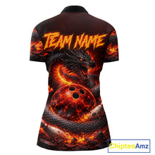 Load image into Gallery viewer, Custom Red Dragon Bowling Polo Shirts, Bowling 1/4 zip jersey For Women, Team Bowling League jerseys NQS11588
