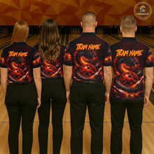 Load image into Gallery viewer, Custom Red Dragon Bowling Polo Shirts, Bowling 1/4 zip jersey For Men, Team Bowling League jerseys NQS11588