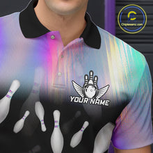 Load image into Gallery viewer, Bowling Polo Shirts For Men, 1/4 zip shirts Custom hologram Bowling Team Shirts Bowler Outfit NQS11385