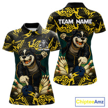 Load image into Gallery viewer, Black and Yellow Camo Funny Bulldog Bowling Shirts For Women Custom Cool Bowling Outfits Team Jerseys NQS11215