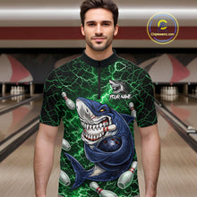 Load image into Gallery viewer, Green Lightning Thunder Angry Shark Bowling shirts For Men Custom Shark Bowling Team Jerseys NQS11758