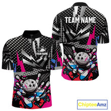 Load image into Gallery viewer, Colorful Lightning pattern Bowling Polo, Quarter Zip Shirts For Men Custom Team Bowling Jerseys NQS11202