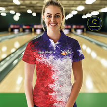 Load image into Gallery viewer, Custom Texas Flag Bowling Polo, 1/4 zip Shirts For Women, Patriotic Texas Bowling Team League Jerseys NQS11626