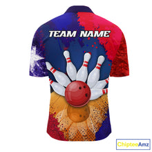 Load image into Gallery viewer, Custom Texas Flag Bowling Polo, 1/4 zip Shirts For Men, Patriotic Texas Bowling Team League Jerseys NQS11626