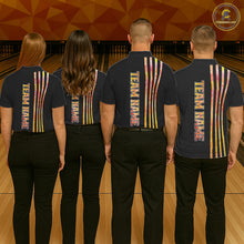 Load image into Gallery viewer, Personalized Watercolor Stripes Retro Bowling Team Shirts For Men, Black Bowling Attire For Men NQS11652