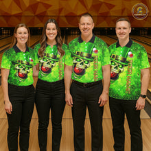 Load image into Gallery viewer, Funny Skull green shamrock pattern Bowling Shirt For Women Custom St Patrick Day team bowling jerseys NQS11663