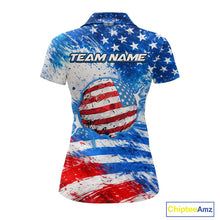 Load image into Gallery viewer, Red, White and Blue American Flag Golf Polo Shirts For Ladies Custom patriotic Team womens golf tops NQS11506