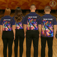 Load image into Gallery viewer, Personalized Bowling Shirts for Men Custom Cat Team Bowling Apparel, Colorful Neon bowling shirts NQS11517