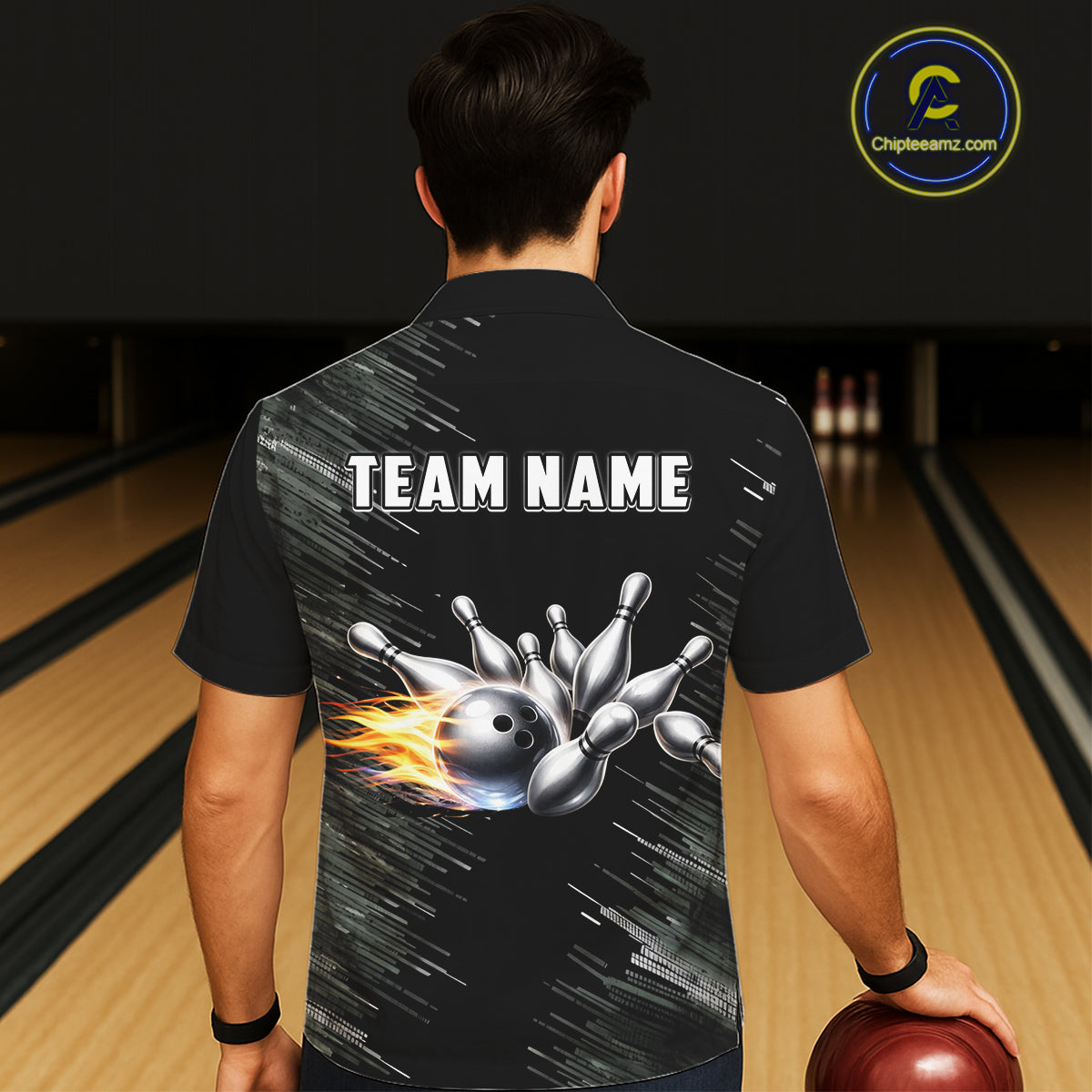 Black and silver Flame Bowling Hawaiian Shirt Custom Team Bowling jerseys, Gift For Bowlers NQS11341