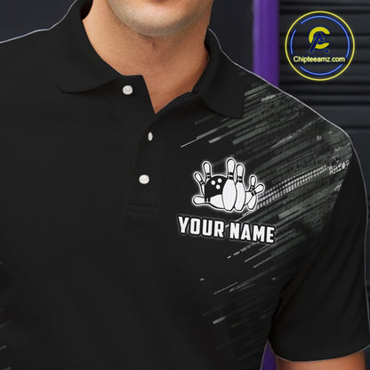 Black and silver Flame Bowling Shirts For Men Custom Team Bowling jerseys, Gift For Bowlers NQS11341