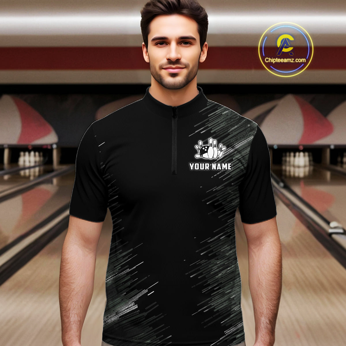 Black and silver Flame Bowling Shirts For Men Custom Team Bowling jerseys, Gift For Bowlers NQS11341