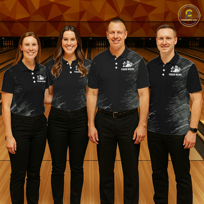 Black and silver Flame Bowling Shirts For Men Custom Team Bowling jerseys, Gift For Bowlers NQS11341