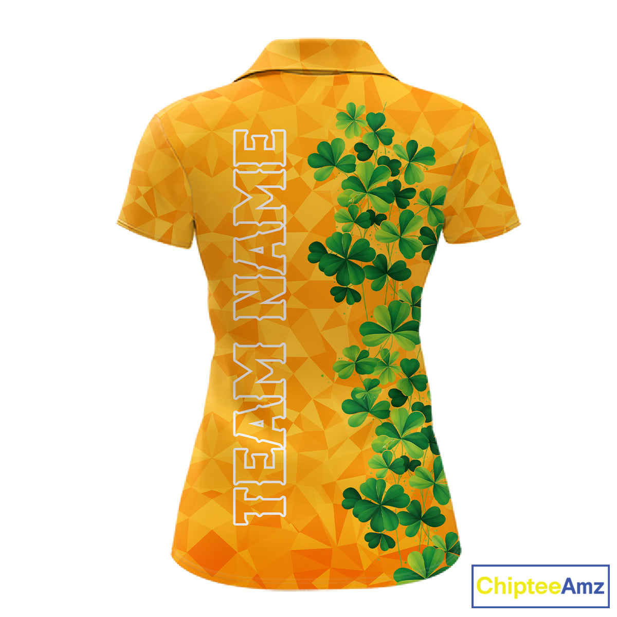 Orange pattern Green clovers St Patrick's Day Bowling Shirts for Women Custom Bowling Team jerseys NQS11696