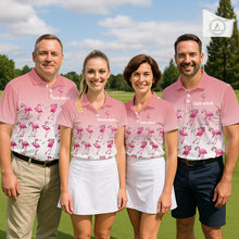 Load image into Gallery viewer, Funny Pink Flamingo Golf polo shirt for men custom Flamingo golfer pattern golf shirts NQS11714