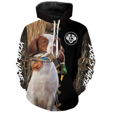 Load image into Gallery viewer, American Brittany Hunting Dog Custom Name Hoodie Shirt for Hunter FSD4734