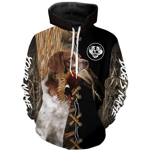 Brittany Hunting Dog Custom Name Hoodie Shirt for Hunter FSD4703
