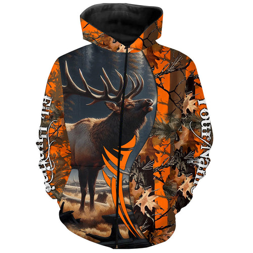 Elk hunting Orange camouflage custom Name all over print Shirts, Personalized gifts for hunter FSD1825