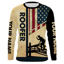 Load image into Gallery viewer, American flag Roofing custom Name UV Protection Shirts for Roofing Contractors, Roofing Expert FSD4057