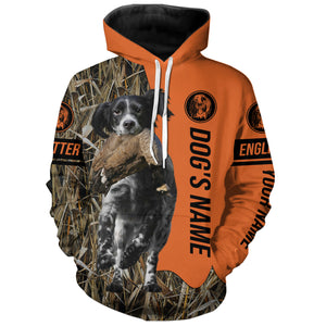 English Setter (black and white) Hunting Dog Customized Name Shirts for Hunters, Bird Hunting FSD4234