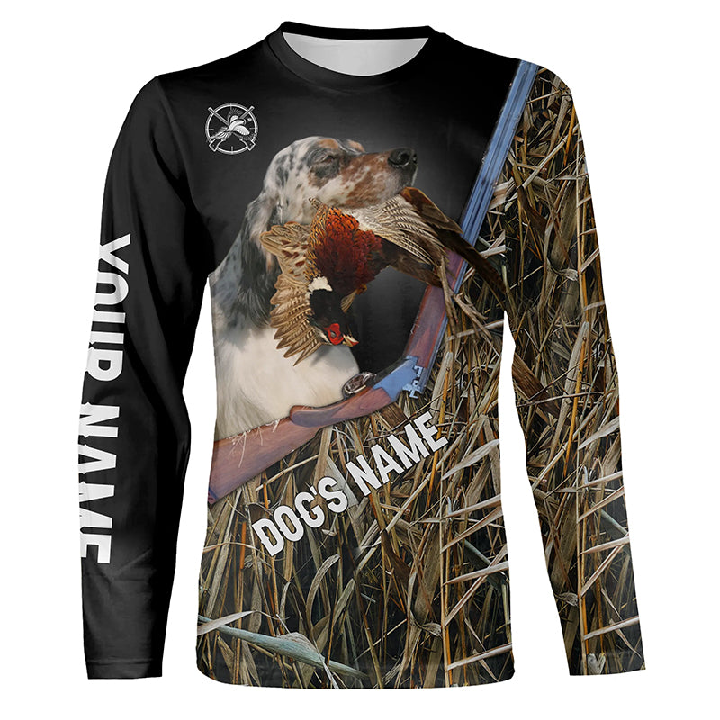 Llewellin English Setter Gun Dog Pheasant Hunting Custom Name Shirts for Pheasant Hunters FSD3921