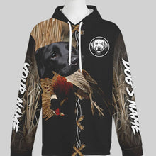 Load image into Gallery viewer, Black Labrador Retriever Hunting Dog Custom Name Hoodie Shirt for Hunter FSD4685