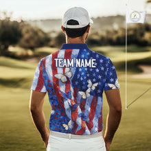 Load image into Gallery viewer, Man wearing a colorful shirt with butterfly design and 'TEAM NAME' text on a golf course.