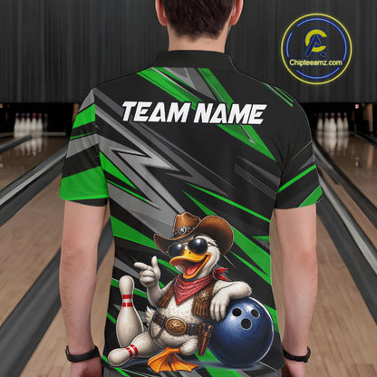 Personalized Team Jersey Men's Custom Cowboy Duck Bowling Polo & 1/4 Zip Shirt |Green NHT1205