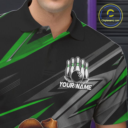 Personalized Team Jersey Men's Custom Cowboy Duck Bowling Polo & 1/4 Zip Shirt |Green NHT1205