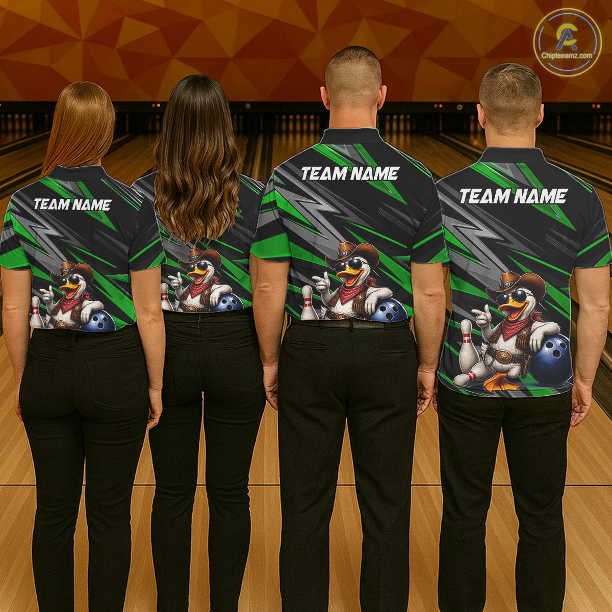 Personalized Team Jersey Men's Custom Cowboy Duck Bowling Polo & 1/4 Zip Shirt |Green NHT1205