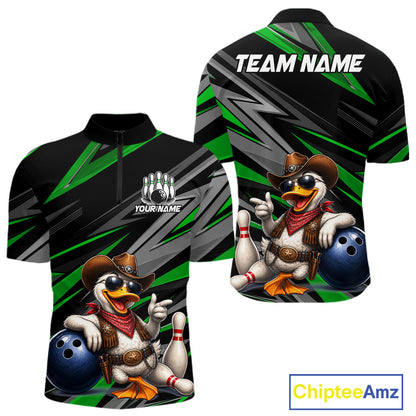 Men's green cowboy duck bowling quarter zip – lightweight breathable team jersey