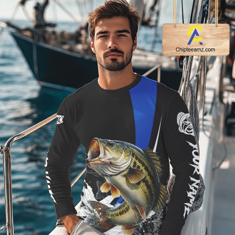 Personalized Bass Fishing Jersey, Bass Fishing Shirt Long Sleeve Fishing Apparel For Men NHT872
