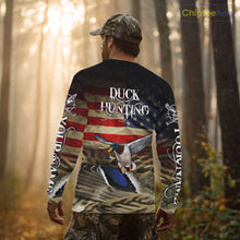 Load image into Gallery viewer, Duck Hunting Waterfowl Camo US Flag, Duck Hunting Gifts, Duck Hunting Shirt NHT294