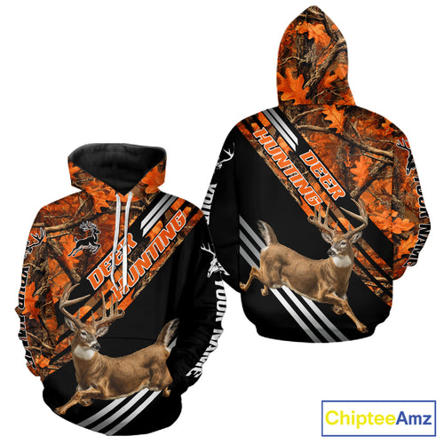 Running Deer Hunting Shirt – Autumn Camo Design, Custom Name for Hunters NHT341