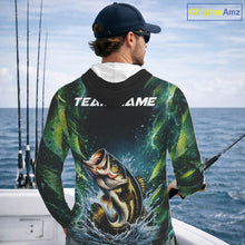 Load image into Gallery viewer, Largemouth Bass Fishing Black Green Camo Custom Name Fishing Shirts Jerseys  NHT456