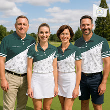 Load image into Gallery viewer, Green White Golf Pattern Mens Golf Tops Custom Gentleme Golf Shirts, Green Golf Tops NHT884