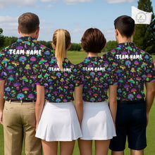 Load image into Gallery viewer, Funny Neon Mushroom Pattern Womens Golf Polo Shirt – Custom Name, Team Name For Golfer NHT889
