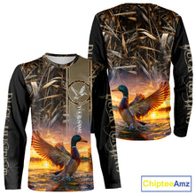 Load image into Gallery viewer, Mallard Duck Hunting Shirt Waterfowl Camo Custom Name Shirts, Personalized Hunting Clothes NHT116