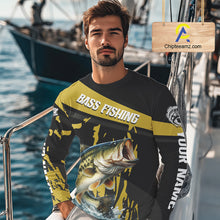 Load image into Gallery viewer, Custom Largemouth Bass Fishing Jerseys, Largemouth Bass Fishing Shirts Long Sleeve For Men|Yellow NHT728